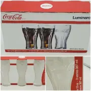 Coca Cola Luminarc Vintage Style Collectible Set of 3 Clear Glasses Coke NIP