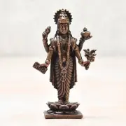 Antique Style Copper Handmade Dhanvantri Idol Statue For Home Temple Decor