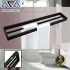 600mm Square Double Towel Rack Rail Matt Black Stainless Steel 304 Wall Mounted