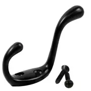 10 Pack Rok Heavy Duty Black Home Wall Closet Towel Coat Double Hook Hanger