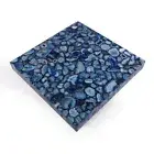 Blue Geode Agate Stone Square Coffee Table Slab Tops Restaurant Outdoor Decors
