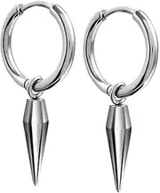[IMINI] Minimalist Spike Dangle Drop Earrings for Men & Women - Hypoallergenic Stainless Steel Geometric Dangling Charm Hoop, Cartilage Tragus Helix Piercings Punk Jewellery Gift
