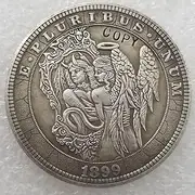 Copy 1899 U.S Hobo Morgan Coin Woman Angel Halo Wings Mirror Demon Devil Horns Tail Heaven Hell Silver Plated Replica Commemorative