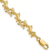 7.25 Inch 14K Dolphins Bracelet