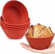 Webake 5 Inch Silicone Mini Banneton Bread Proofing Basket, 6Pcs Round Small Banneton Basket for Sourdough Bread Soup Bowls