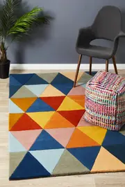 Rug Culture Multi Handmade High Quality Wool Geo Harlequin Rug