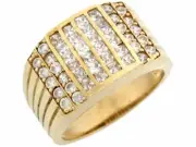 10k or 14k Gold CZ Channel Set Cluster Hip Hop Mens Ring
