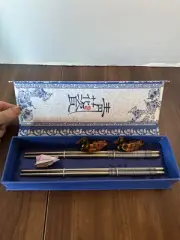 Chopstick Set Gift Box Ceramic Chopstick Holder Reusable Metal New