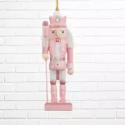 Nutcracker Ornament Christmas Tree Pink Wooden Christmas Crystal Decor