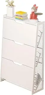3-Layer Wooden Shoe Cabinet, Home Shoe Storage Rack, Pull-Down Wooden Furniture Can Hold 8-12 Pairs of Shoes, Suitable for Narrow Corridors, Living Rooms and Bedrooms (Size : Length 50cm)