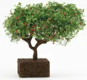 Dollhouse Miniature Handmade Ornamental Apple Tree 4" Tall - 1/12 - 1/24 - 1/48