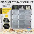 DIY Shoe Storage Box Cabinet 48 Pairs Cube Rack Organiser Stand Black 24 Tier
