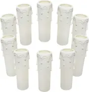 10 Pcs Candle Drip Sleeves 30 Mm X 100 Mm White Plastic Candle Covers Tubes For Chandelier Wall Lights -SJL