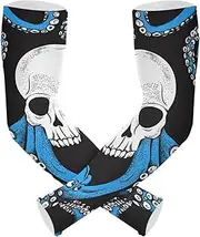 [Yoogain] UV Protection Compression Sleeve Women Halloween Black and White Skull Blue animal sea Tattoo Sleeve Tattoo Cover Anti-Snag cubre brazos, Halloween Black and White Skull Blue Animal Sea