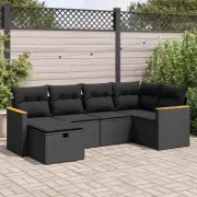 Garden Sofa Set Black Modular Cushions Outdoor Furniture Storage Durable 25912