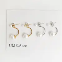 在飛比找momo購物網優惠-【UME.Acce】C型大小珍珠二戴式鈦鋼耳環(珍珠 耳環 