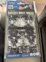 Sprigs Banjees 2 Pocket Wrist Wallet for Travel Running Hiking Black Abstract