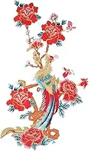 Respicefinem Flower Patch Phoenix Flowers Chinese Style Nylon Yarn Glossy Decorative Practical Embroidery Fabric Applique Ideal for Clothing Luggage Home Textiles