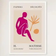 Galrie Papiers Découpés H. Matisse Art Print Pink Silhouette (1955), White Frame, A1 60 x 84cm (23 x 33inch)