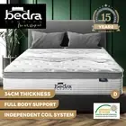 Bedra Double Mattress Bed Euro Top Pocket Spring Ultra HD Foam 34cm 7 zone