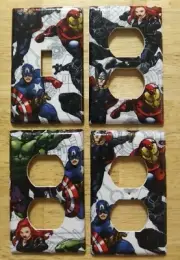 Marvel Avengers Thor Captain America Black Panther Widow light switch cover set