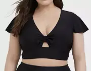 Torrid Bikini Top 1 Black Tie Front Flutter Sleeves
