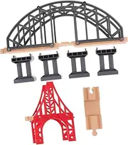 UPKOCH 2pcs Wooden Train Track Bridge Model Small Bridge Pier Wooden Craft for Imaginative Play for Skill Development Creative Train Layouts