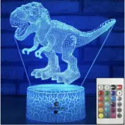 Dinosaur Night Light T-Rex 3D Illusion 16 Colors Changing Lamp with Remote