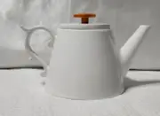 NEW Tazo Starbucks White 28 Oz Teapot With Rococo Handle And Orange Lid Knob