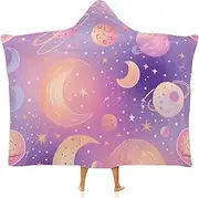 [Ausinbed] Moon Plant Wearable Cloak Hooded Blanket Fleece Hooded Robe Cloak Arctic Velvet Warm Throw Quilt Poncho Soft Nap Blanket Novelty Blanket Air Conditioning Blanket,60"x80"