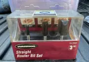 Warrior Straight Router Bit Set Carbide 3 Piece Set New In Box
