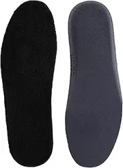 TIESTRA Men’s Warm Lambswool Insoles for Cold Winter Sheepskin Shoe Inserts, Thick Wool Insoles Fluffy Fleece Replacement for Shoes Boots Slippers Black EU44/US11-11.5