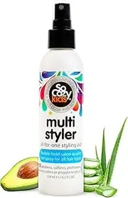 SoCozy Multi Styler, Styling Hair Spray for Kids, Safe for Everyday Use (5.2 Fl Oz) Holds Like a Light Gel, Gentle Formula with Quinoa, Vitamin B5 & Aloe, No Parabens, Sulfates or Synthetic Colors