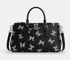 NWT Coach CAA76 Georgia Satchel Bag w Bow Print Coated Canvas&Leather Black Mult