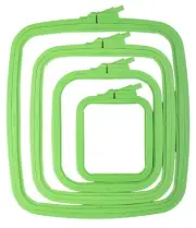 Green 4 Pcs Set Plastic Square Embroidery Hoop, Cross Stitch Hoops, Punch Nee...