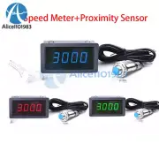 Tachometer 4-Digital LED Tach RPM Speed Meter W/ Hall Proximity Switch Sensor