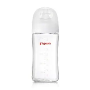【Pigeon 貝親】第三代母乳實感玻璃奶瓶240ml(玻璃奶瓶 寬口 防脹氣孔 吸附線)