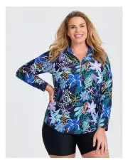 [Taking Shape] Poolside Half Zip Rash Vest in Print