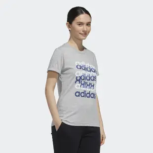 ADIDAS 愛迪達 休閒系列女款滿版LOGO 3D設計修身短T 休閒運動短袖 短袖 短T FM6156 廠商直送