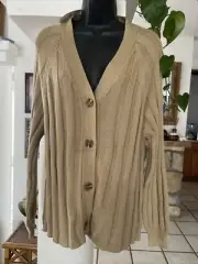 Forever 21 ribbed light brown puffed sleeves cardigan sweater New size