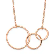 Sterling Silver Rose-Tone 3 Intertwined Circles W/2 In Ext. Necklace