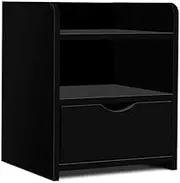 Artiss Black Bedside Table 1 Drawer with Shelf - FARA