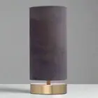 Mercator Harlow Velvet Touch Table Lamp Brass Base Grey Velvel Shade Gold Base