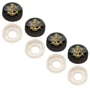 4 Black Custom License Plate Frame Screw Snap Caps Covers USN Navy Anchor WOS