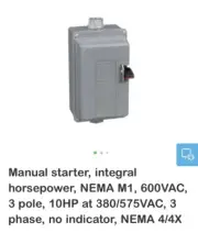 Square D 2510MCW3 Manual Starter 600 VAC