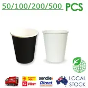White/Black Disposable Coffee Cup Drink Takeaway Paper Single Wall 6oz/8oz 50pcs
