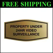 Discreet 5 Pack Brushed Gold Security Signs - Reliable CCTV Monitoring Alerts