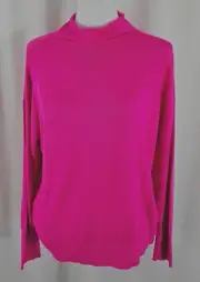 New Ann Taylor Womens Pullover Top Bright Pink Rayon Nylon Large Petite