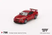1:64 Nissan Skyline GT-R (R34) V-Spec -- Active Red -- Mini GT MGT00796