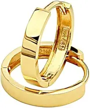 [The World Jewelry Center] 14k Yellow OR White Gold 2.5mm Thickness Hoop Huggie Earrings (13 x 13 mm)